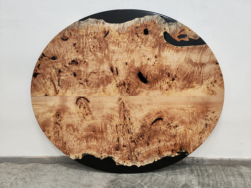 poplar burlwood round coffee table