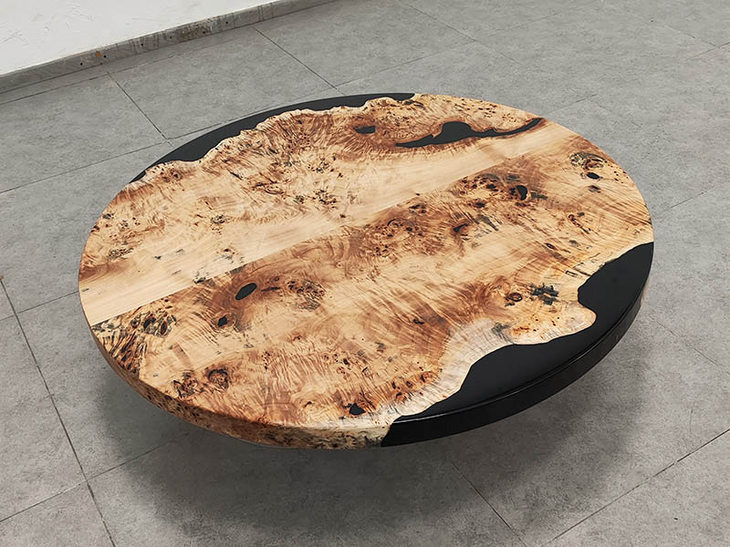 poplar burlwood round coffee table