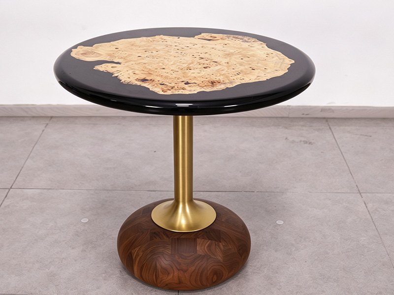 poplar burl wood resin coffee table