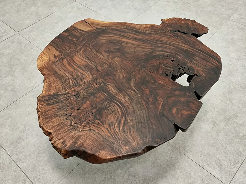 walnut burl wood coffee table