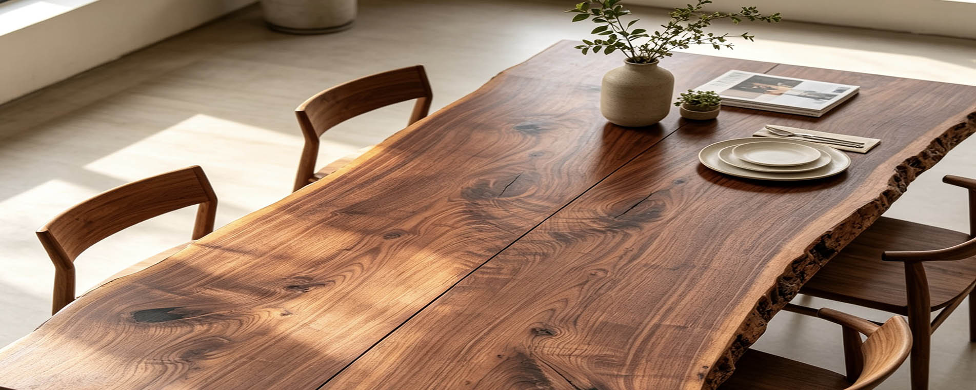 walnut book match table