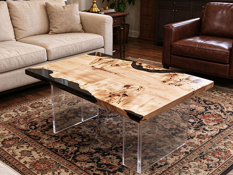 poplar burl coffee table